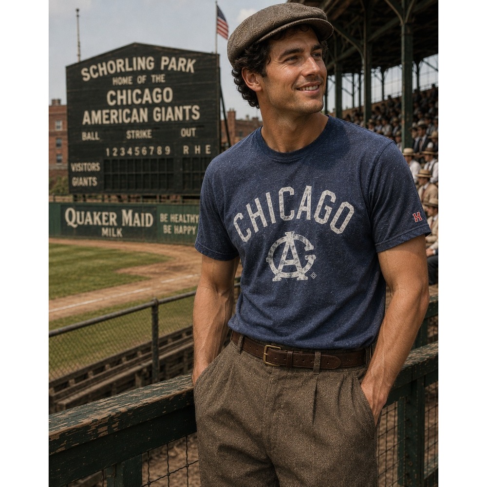 NWT Homage Chicago American Giants Negro Leagues Baseball T-Shirt Navy Men's M